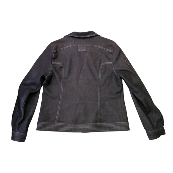 Stylish Women's Denim Jacket with Red Zippers - Picture 2 of 11